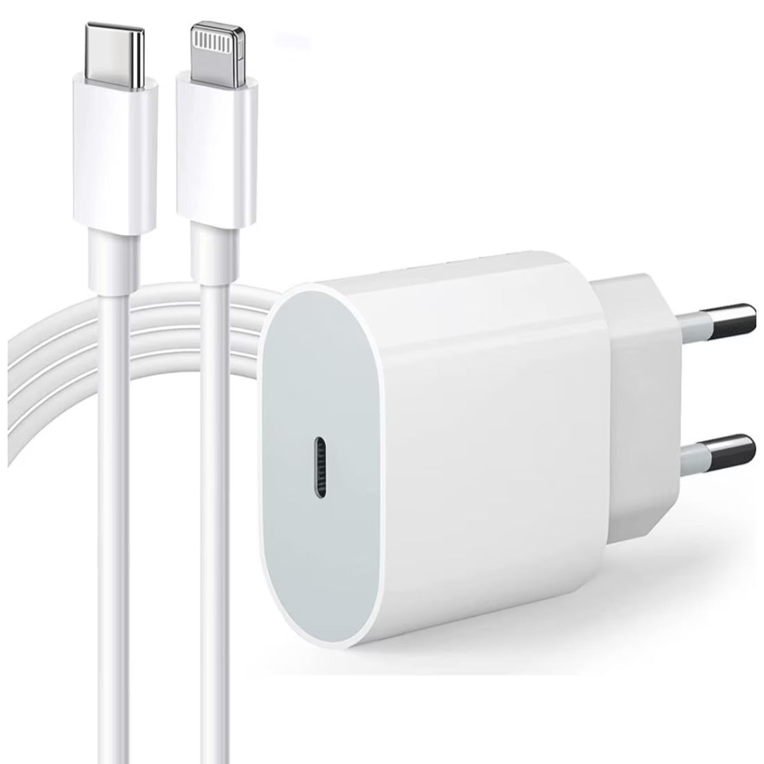 iPhone зарядно, 20W USB-C Адаптер + Lightning кабел